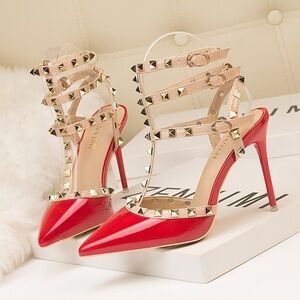 Elegant Red Studded Heels